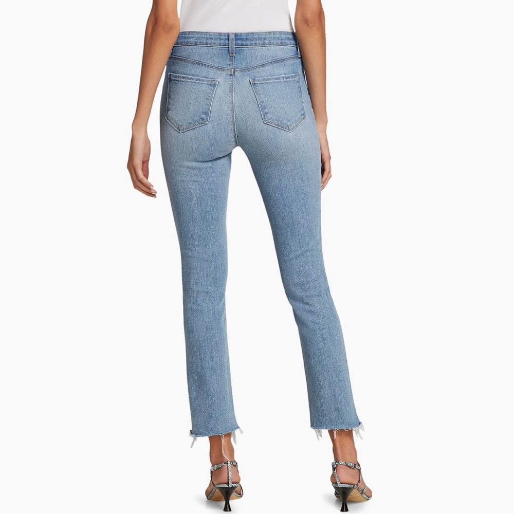 L’AGENCE Frayed Skinny Jeans SZ 25 Tahoe Blue Casual Faded Cropped Stretch - Picture 2 of 9